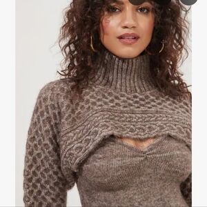 Astr 2 Piece Women's Brown Turtleneck Sweater